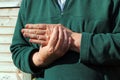 Old mans left hand. Pain, arthritis. Royalty Free Stock Photo