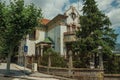 Old mansion with facade decorated by ceramics tile Royalty Free Stock Photo