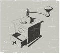 Old manual coffee grinder machine retro poster Royalty Free Stock Photo