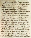 Old manuscript letter with vintage handwriting calligraphy text background. Royalty Free Stock Photo