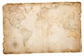 Old Manuscript Scroll or Parchment. Old Parchment Scroll Isolated on White Horizontally Oriented