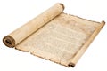 Old Manuscript Scroll or Parchment. Old Parchment Scroll Isolated on White Horizontally Oriented