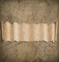 Old map background with blank scroll paper banner Royalty Free Stock Photo