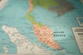old map of British Malaya on 1947, right after world war two, antique asian maps of present day Malaysia Royalty Free Stock Photo