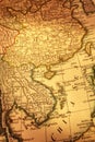 Old Map of China and Indochina Royalty Free Stock Photo