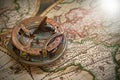 Old map, compass , navigation and geography .