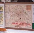 Old map of Dublin, Ireland showing locations of pubs Royalty Free Stock Photo