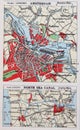 Old 1945 Map of the Environs of Amsterdam, Holland. Royalty Free Stock Photo