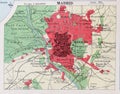 Old 1945 Map of the Environs of Madrid, Spain Royalty Free Stock Photo