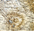 Old map from geographical Atlas 1890 with a fragment of the Apennines, Italian Peninsula. Central Italy. Royalty Free Stock Photo