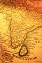 Old Map of India and Sri Lanka Royalty Free Stock Photo