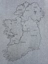 Old Map of Ireland on Celtic Cross - Irish Famine Monument.