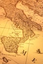 Old Map of Italy and Balkans Royalty Free Stock Photo
