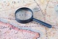 Old map and magnifier Royalty Free Stock Photo