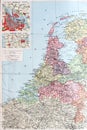 Old 1945 Map of Netherlands or Holland