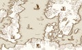 Old map of the North Sea, Britain and Scandinavia, vector illustration