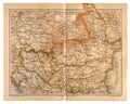 Old Map of Romania, Bulgaria, Serbia and Montenegro Royalty Free Stock Photo