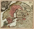 Old map of Scandinavian Royalty Free Stock Photo