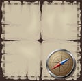 Old map with Steel Compass Royalty Free Stock Photo