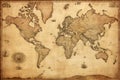 old map of the world on a wooden background with grunge textures, Old Antique World Map on Mercators Projection, AI Generated