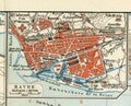 Old map of 1890, the year with the plan of the French city of Le Havre.