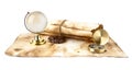 Old maps, compass and globe Royalty Free Stock Photo