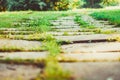 Tiles on grass