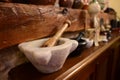 old Marble mortar and pestle Royalty Free Stock Photo