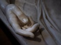 old marble statue detail of human hand. Arm marble sculpture Royalty Free Stock Photo