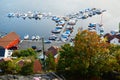 Old marina in Kragero and fjord, Norway Royalty Free Stock Photo