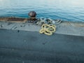 old marine rope in a harbour Royalty Free Stock Photo