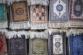 Old market,  Display of colorful Turkish rugs and carpets hanging outside a shop Royalty Free Stock Photo