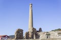 Old masonry builded tower near ruins in Agiasos at Lesvos
