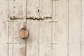 Old master key with steel door Royalty Free Stock Photo