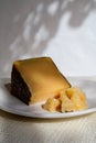 Cheese and beer pairing, Belgian beer and old yellow cow milk cheese from Bruges Royalty Free Stock Photo