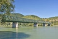 Old Mautern Bridge over the Danube river Royalty Free Stock Photo