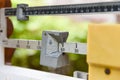 Old measurement tool scales , Measuring machine - Midsection of mid  adjusting balance weight scale Royalty Free Stock Photo