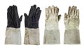 Old mechanic gloves on isolated white background