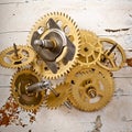 Old mechanical clock gears Royalty Free Stock Photo