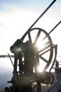 Rusty mechanical crane gears on Salleen pier