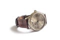 Old mechanical watch with leather strap Royalty Free Stock Photo