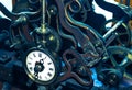 Old mechanism of a big tower clock. Clockwork large vintage clock. Gear mechanism. Royalty Free Stock Photo