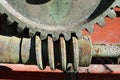 Old mechanism with a cogwheel and a worm gear Royalty Free Stock Photo