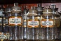 Medicine Bottles on Shelf in Museum