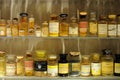 Old medicine in jars and bottles arranged on shelves on an exibition in UNESCO World Heritage Zollverein Coal Mine in Essen