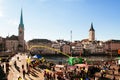 Old medieval building of Fraumunster Church in Zurich Old town Altstadt Royalty Free Stock Photo