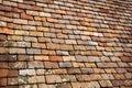 Old medieval building tile roof pattern texture of house rooftop Royalty Free Stock Photo