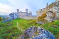 Old medieval castle on rocks. Ogrodzieniec, Poland