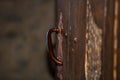 Old medieval castle wooden door