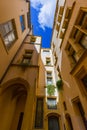 Old medieval courtyard Traboules in Lyon France Royalty Free Stock Photo